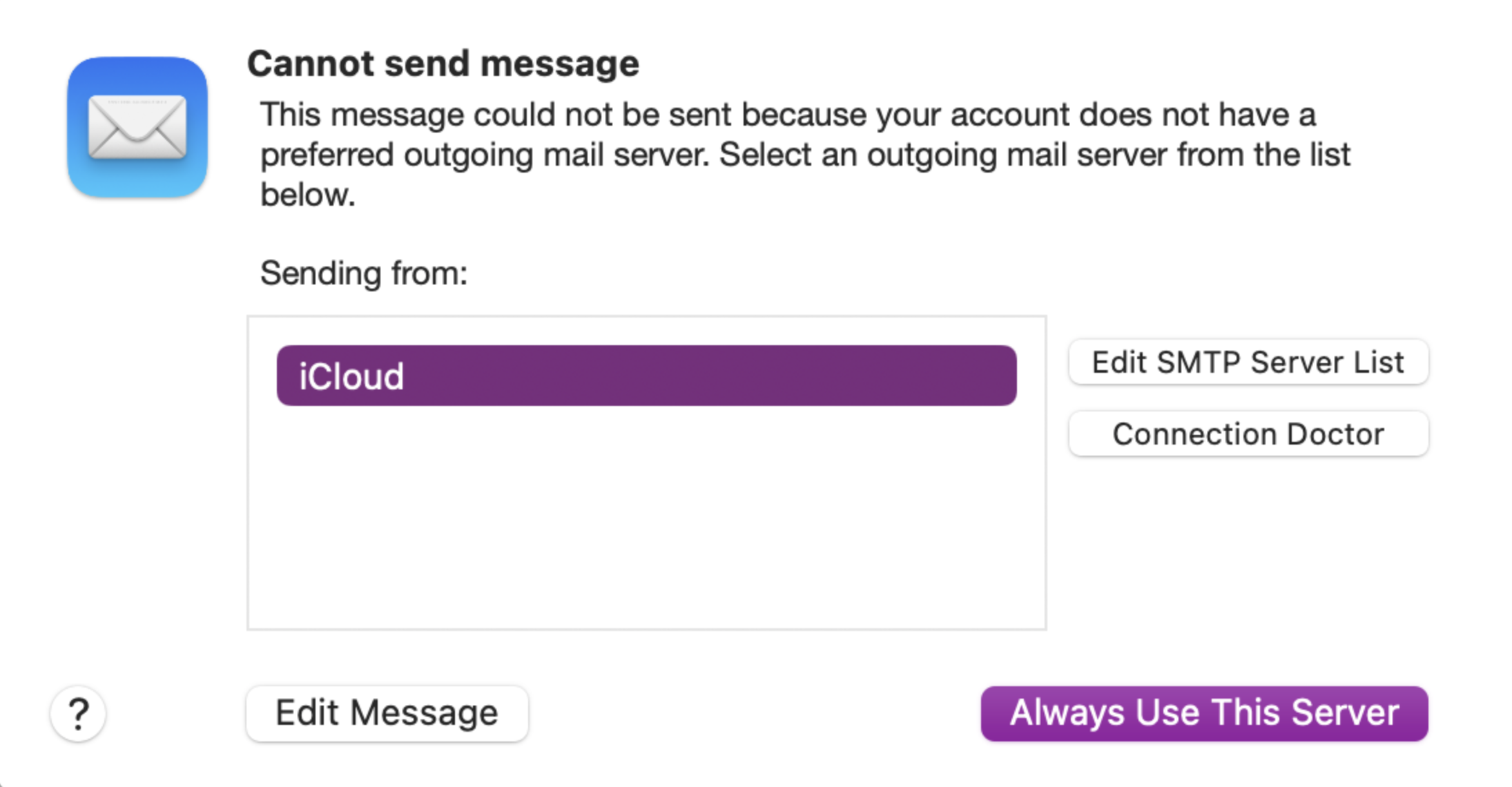 problem with outgoing mail server mac